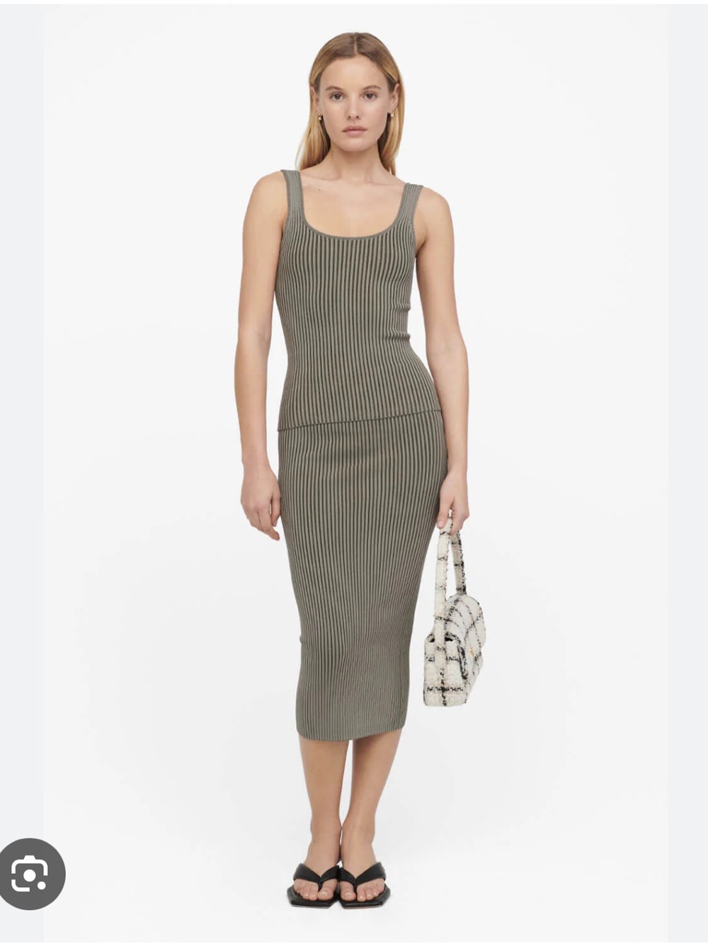 Anine Bing Ribbed Knit Set in khaki - Picture 7 of 8